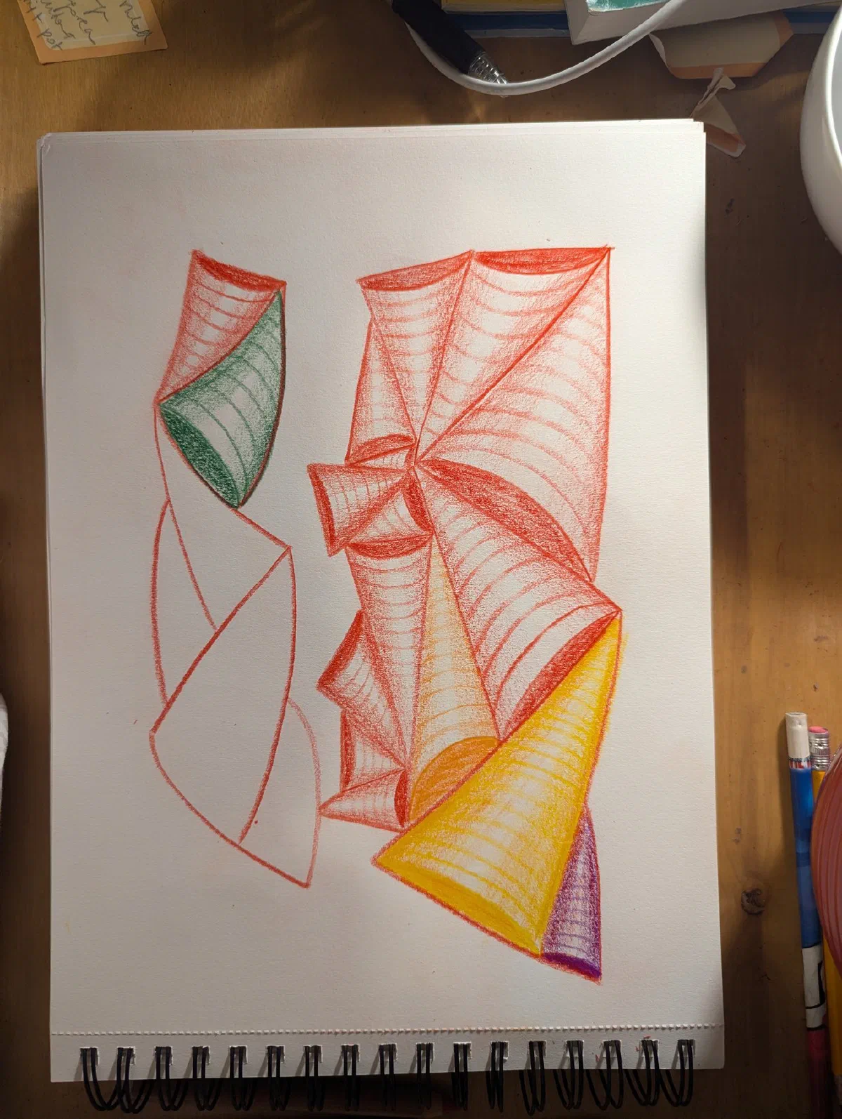 An op-art drawing — geometric pattern that plays tricks on the eye.
